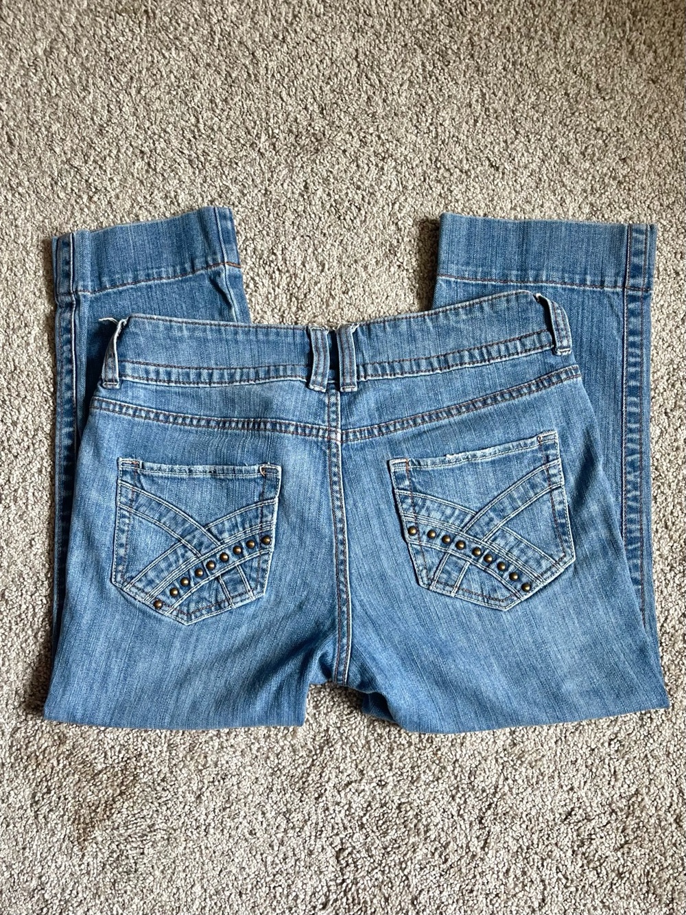 Low Rise Denim Capri Studded Pocket Jeans Size 4